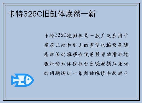 卡特326C旧缸体焕然一新